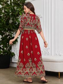 Lacomfia Casual & Elegant Vintage Floral Print Dress For Women