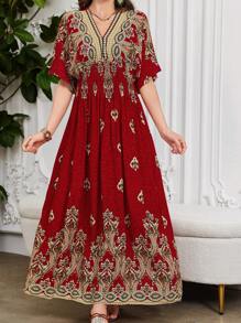 Lacomfia Casual & Elegant Vintage Floral Print Dress For Women