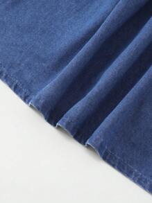 Denimly Ladies Casual Daily Urban Street Ripped Pleated Versatile Denim Dress - Medium Wash - View 3