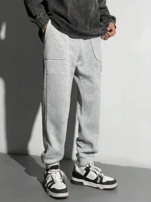 Tween Boys' Casual Gray Floral Print Ribbed Cuff Sweatpants - Grey - View 8