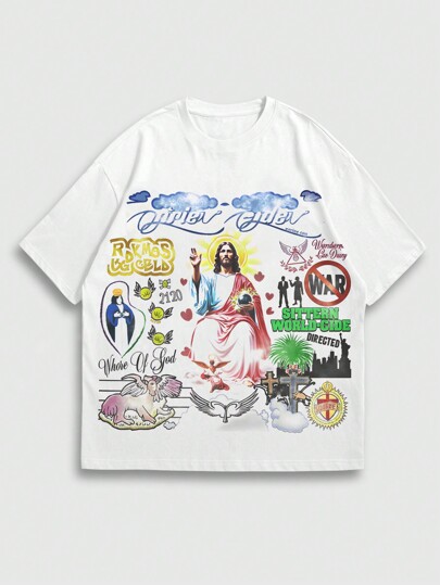 Goth Camiseta de manga corta estampada para hombres, casual y de moda para uso diario