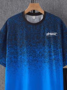 SHEIN Leap Crew Teen Boys' Ombre Blue Sports Shorts Set, Casual Academic Style, Comfortable, Fashionable, Versatile, Soft, Suitable For Daily Wear, School, Outings, Sports, Beach - Multicolor - View 4