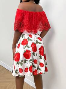 Lyxana Vestido elegante con estampado de encaje, Día de San Valentín