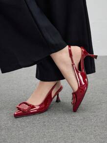 CUCCOO BIZCHIC Women's Red Pointed Toe High Heel Pumps, Stilettos Vintage Style Comfortable And Versatile New Arrival Spring Shoes Spring Break Easter - Red - View 4