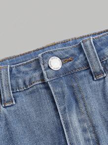 SHEIN MOD Jupe en jean mini ajustée, lavée et déchirée, style casual, grande taille