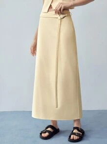 MOTF STUDIO 带扣细节开衩下摆短裙