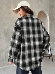 Muchica Chemise décontractée ample à carreaux pour femmes