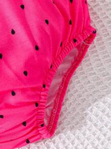 2pcs/Set Baby Girl Spring&Summer Vacation Style Sleeveless, Watermelon Printing Slip Top&Shorts - Pink - View 8