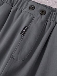 Tween Boys' Casual Solid Color Woven Relaxed Fit Pants - Grey - View 5