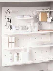 1pc/4pcs Solid Color Desk Organizer, Self-Adhesive/Wall-Mounted Bracket For Office, School, Student, LiGo Pegboard Shelf Suitable For Living Room, Kitchen, Bedroom, And Partition Walls (The Main Picture Shows A Combination Of 4 Sets) Back To School - White - View 5