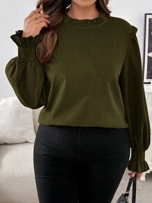 SHEIN Frenchy Plus Size Women's Casual Solid Color Shirt, Autumn/Winter