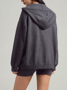 LYSMO Conjunto de Mujer de Chaqueta con Capucha de Manga Dolman con Cierre Delantero y Shorts de Punto de unicolor