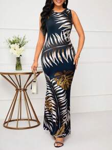 SHEIN Lady Holiday Dresses Sleeveless Simple Fashion Daily Casual - Navy Blue - View 6