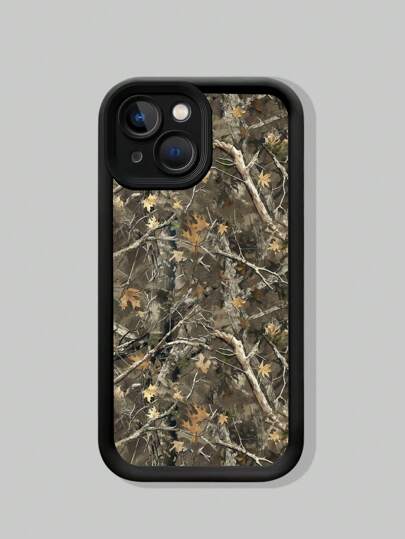 Fairycore 1 pezzo Custodia nera per telefono con motivo retrò a foglia e ramo secchi, compatibile con iPhone 11 12 13 14 15 Pro Max