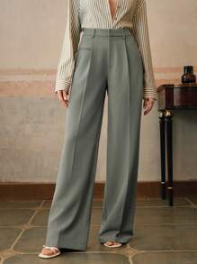 Anewsta 纯色优雅现代时尚商务休闲女士直筒西装裤，度假新年