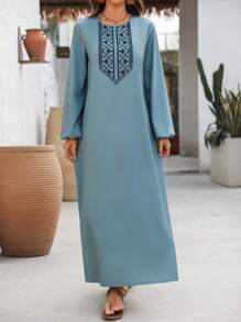 EMERY ROSE 女士长袖连衣裙，休闲时尚，适合日常穿着 - 霧霾藍 - 查看 6