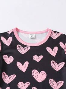 SHEIN 6-delige pyjamaset met korte mouwen en schattige katten- en stippenprint voor meisjes