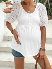 SHEIN Solid Color Comfortable Nursing Casual Maternity T-Shirt