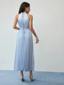 MOTF STUDIO FRILL NECK PLEATED DRESS