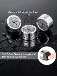 SHEIN 3pcs Kitchen Towel Holder, Self Adhesive Wall Dish Towel Hook, Round Wall Mount Towel Holder For Bathroom, Kitchen And Home, Wall, Cabinet, Garage, No Drilling Required - Silver - View 3