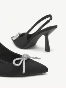 CUCCOO CHICEST Fashion Women Pearl Bow Design Comfortable Versatile Lolita High Heel Pumps - Black - View 7