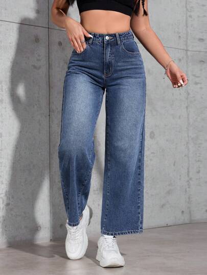 SHEIN PETITE Enkla fashionabla Casual Everyday Jeans för kvinnor