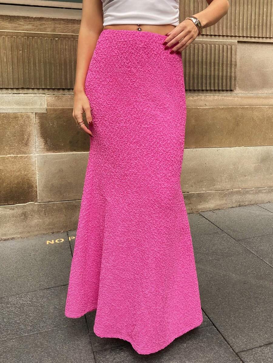 Forever 21 Váy bó tối giản màu trơn dành cho nữ, mặc thường ngày - Hồng - Xem 1