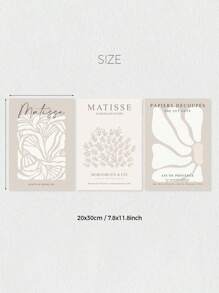 Conjunto de 3 impresiones de arte de pared de lienzo estilo bohemio neutral de Matisse - Impresión beige de Matisse, impresión gris beige salvia de Matisse, póster minimalista de Matisse - Arte floral para la pared, regalos artísticos para el dormitorio, sala de estar y pasillo - Arte de pared, decoración de pared, decoración de invierno, decoración de habitación, sin marco