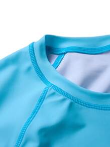 Manfinity Swimmode Men's Letter Print Raglan Sleeve Long Sleeve Surf T-Shirt,Hawaiian - Multicolor - View 4