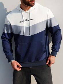 Manfinity Homme 大码男士休闲连帽运动衫，简约时尚，适合日常穿着 - 彩色 - 查看 1