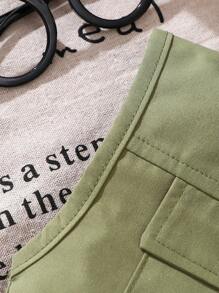 Conjunto de camisa e shorts sem mangas verde militar unissex para bebês/crianças pequenas, estilo casual simples, tecido macio e confortável, adequado para férias, viagens, escola, reuniões diárias, esportes, primavera/verão - Verde - Ver 5