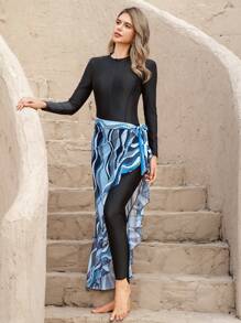 Swim Mulvari Falda media casual de playa de verano con estampado aleatorio para mujer