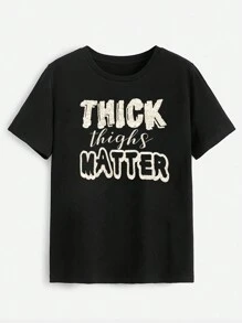 Maweii 加大码字母印花圆领短袖 T 恤，MATTER 女式夏季图案 T 恤