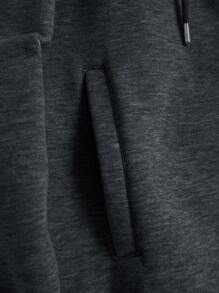 EURMUSE Men's Solid Color Long Sleeve Zip Front Hoodie For Autumn & Winter - Dark Grey - View 5