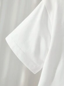 SHEIN 1 Pieza Camiseta para Niñas Jóvenes, Estilo Urbano Leisure, Cuello Redondo Manga Corta Camiseta Blanca, Cómoda y Versátil, Adecuada para Primavera y Verano. Esta Camiseta para Niñas es Adecuada para Diversas Ocasiones como Actividades al Aire Libre Urbanas, Deportes, Ocio en Casa, Escuela y Reuniones. - Blanco - Ver 3