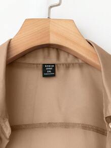 EMERY ROSE Bộ đồ 3 món thường ngày thanh lịch cỡ lớn dành cho nữ: Áo chống nắng nhẹ màu trơn dệt kim, áo ba lỗ dệt kim và quần short rộng đục, mùa xuân/hè - màu nâu - Xem 3