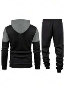 2pcs Tween Boy Hooded Sweatshirt With Print - Black - View 2