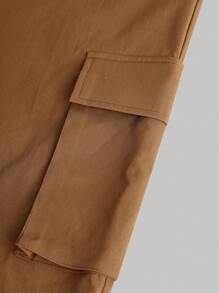 SHEIN Girlism 少女纯色褶皱短袖 T 恤和褶皱腰工装裤 2 件套