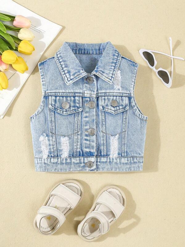 Kleine Mädchen Personalisierte vielseitige bequeme lässige Straßenmode Dünne Jeanjacke, leichter Stil für den Sommer