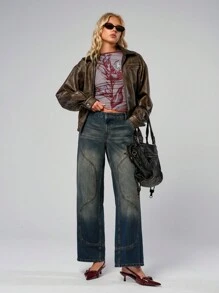 EURMUSE Women's Simple Front Button Pocket Casual Jeans, Everyday Wear