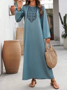 EMERY ROSE 女士长袖连衣裙，休闲时尚，适合日常穿着 - 霧霾藍 - 查看 4