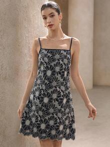 Aveloria Rosie 南法风格简约仿刺绣吊带背心 A 字型女式迷你连衣裙