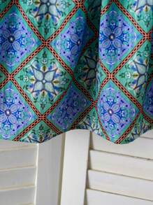 SHEIN Set de 2 piezas de túnica abaya kaftan de estilo tradicional para niñas jóvenes durante el Ramadán, con estampado de niña de dibujos animados y linterna en la Top y vestido inferior con volante asimétrico, adecuado para fiestas y vacaciones