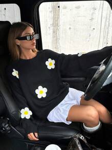 EURMUSE Flower Embroidery Sweater, Spring & Autumn