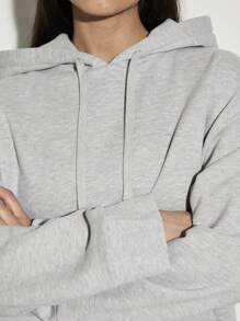 AiiRZ Ribbed Oversized Hoodie Casual Pullover Athletic Loungewear Drawstring Hood Workout Athleisure Streetwear Fall Winter Essential Cozy Sweatshirt - Grey - View 6