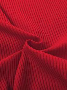 SHEIN Leap Crew 2 Pieces Set, Knitted Solid Ribbed Sleeveless Dress For Teen Girls - Red - View 5