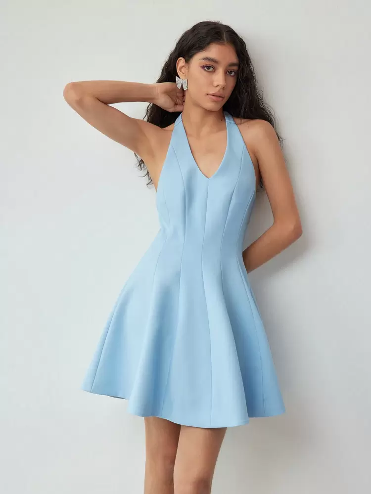 MOTF STUDIO BOW DECOR HALTERNECK DRESS