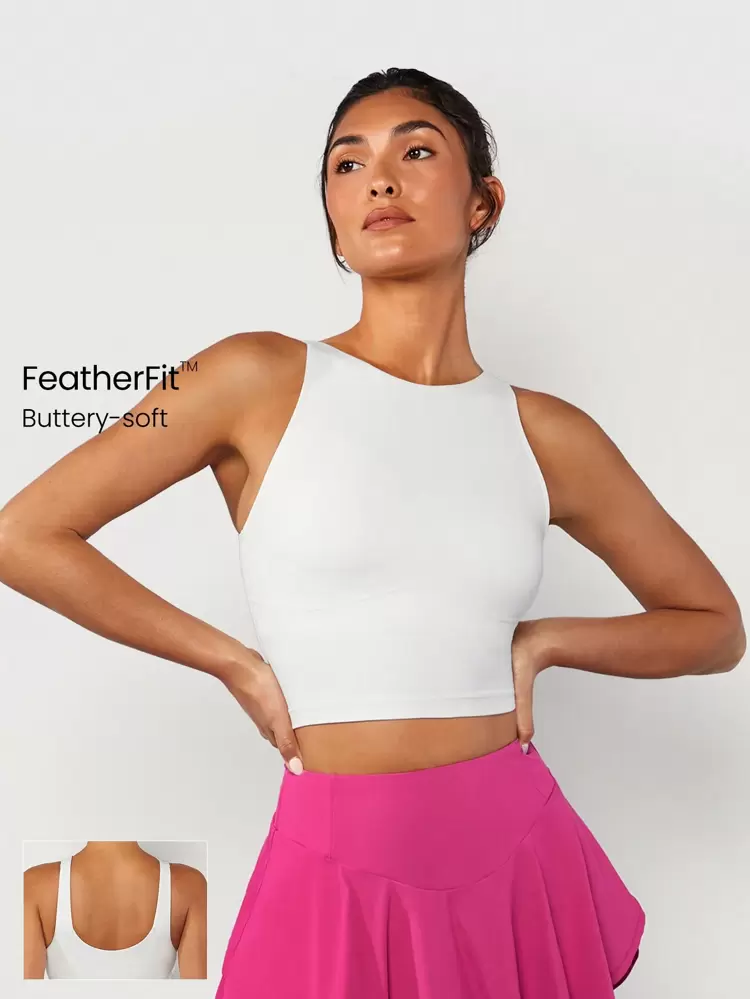 FeatherFit™ Longline U Back Sports Bra Tank Top Low Impact Yoga Pilates Daily Spring Summer
