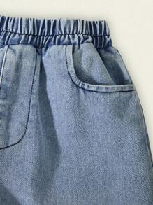 SHEIN Casuvi Kids 2pcs/Set Girls Outfit, Striped Shirt Paired With Heart Denim Pants, Suitable For Spring/Summer Outings And School Wear - Multicolor - View 4