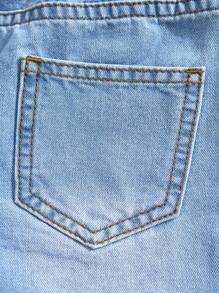 SHEIN Young Girl Y2K Blue Casual Basic Denim Shorts,Kid Girls Spring And Summer Casual Vacation Country Boho Wear, Beach Outfits For Kid Girls,Western Street Wear For Girl - Light Wash - View 3